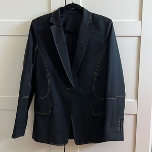 Helmut Lang Black Stretch Contrast Stitch Blazer, size 4